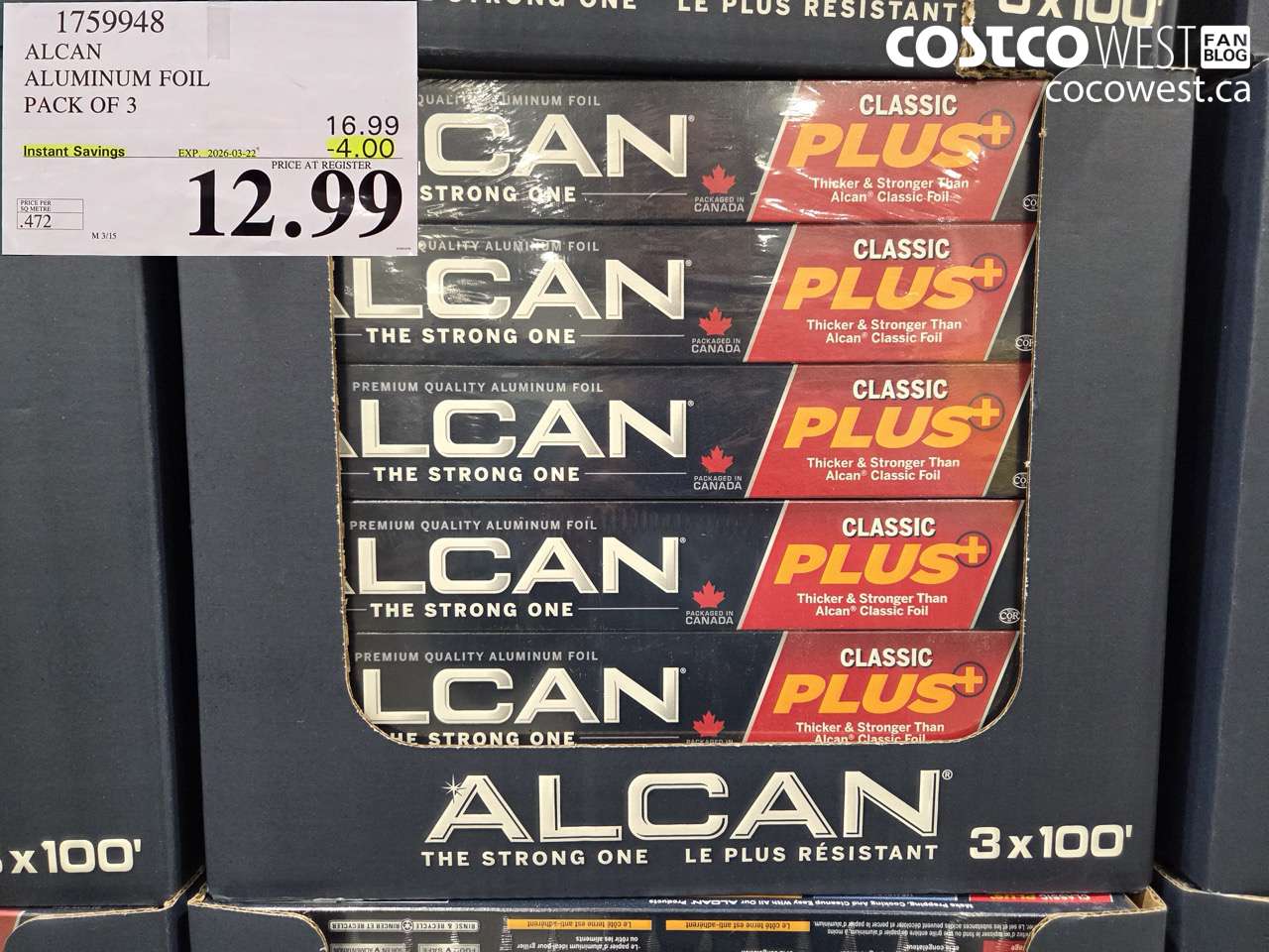 1759948 ALCAN ALUMINUM FOIL PACK OF 3 ($4.00 INSTANT SAVINGS EXPIRES ON 2026-03-22) $12.99
