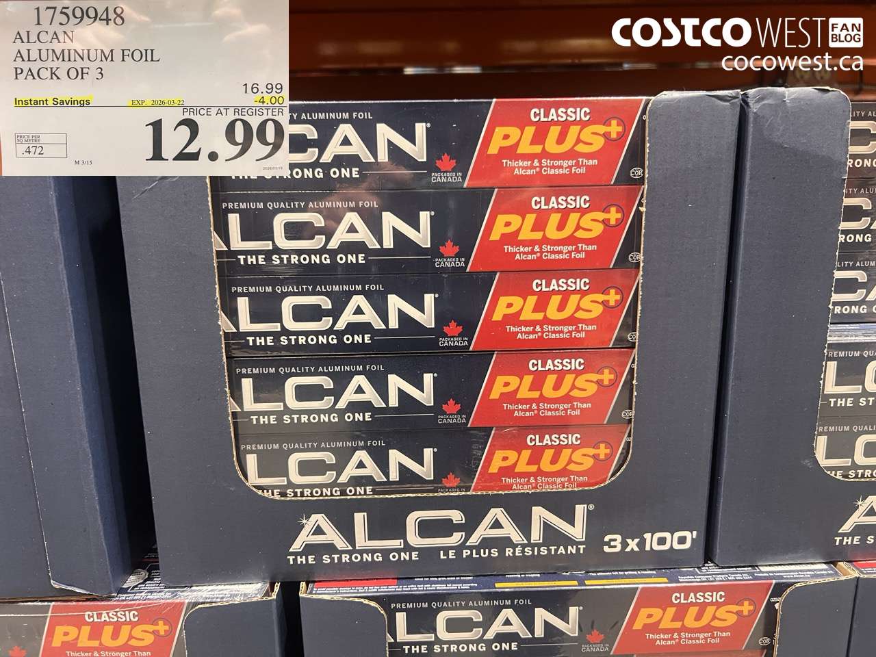 1759948 ALCAN ALUMINUM FOIL PACK OF 3 ($4.00 INSTANT SAVINGS EXPIRES ON 2026-03-22) $12.99
