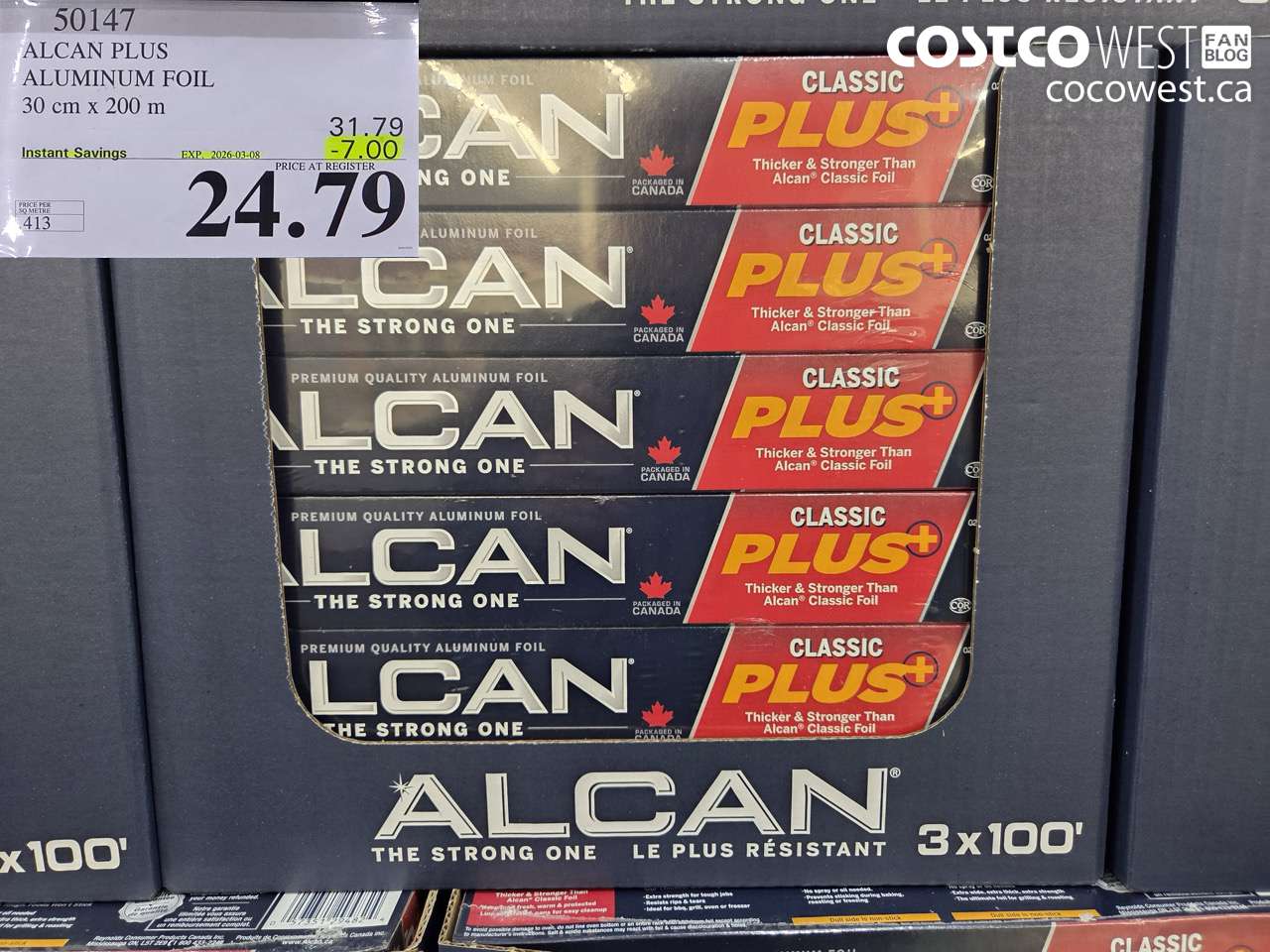 50147 ALCAN PLUS ALUMINUM FOIL 30 CM X 200 M ($7.00 INSTANT SAVINGS EXPIRES ON 2026-03-08) $24.79