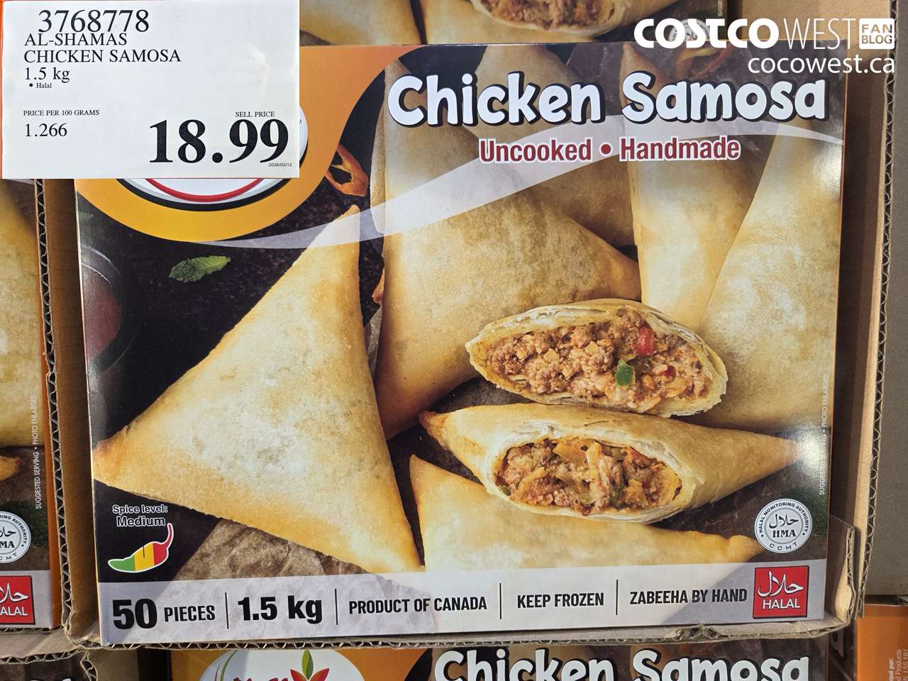 3768778 AL-SHAMAS CHICKEN SAMOSA 1.5 KG $18.99