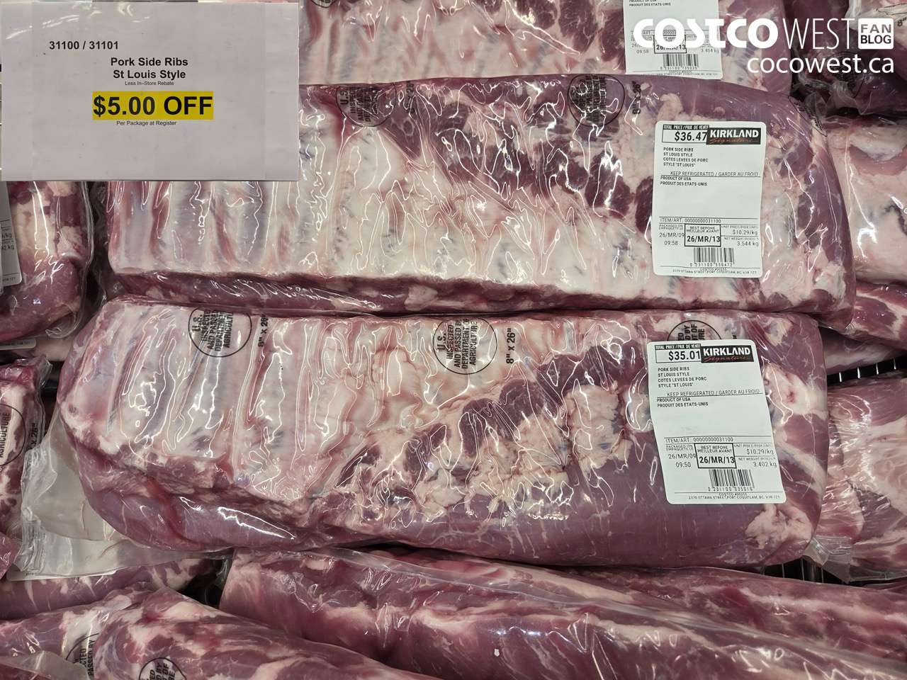 31100 (ALSO 31101) PORK SIDE RIBS ST LOUIS STYLE ($5.00 INSTANT SAVINGS)