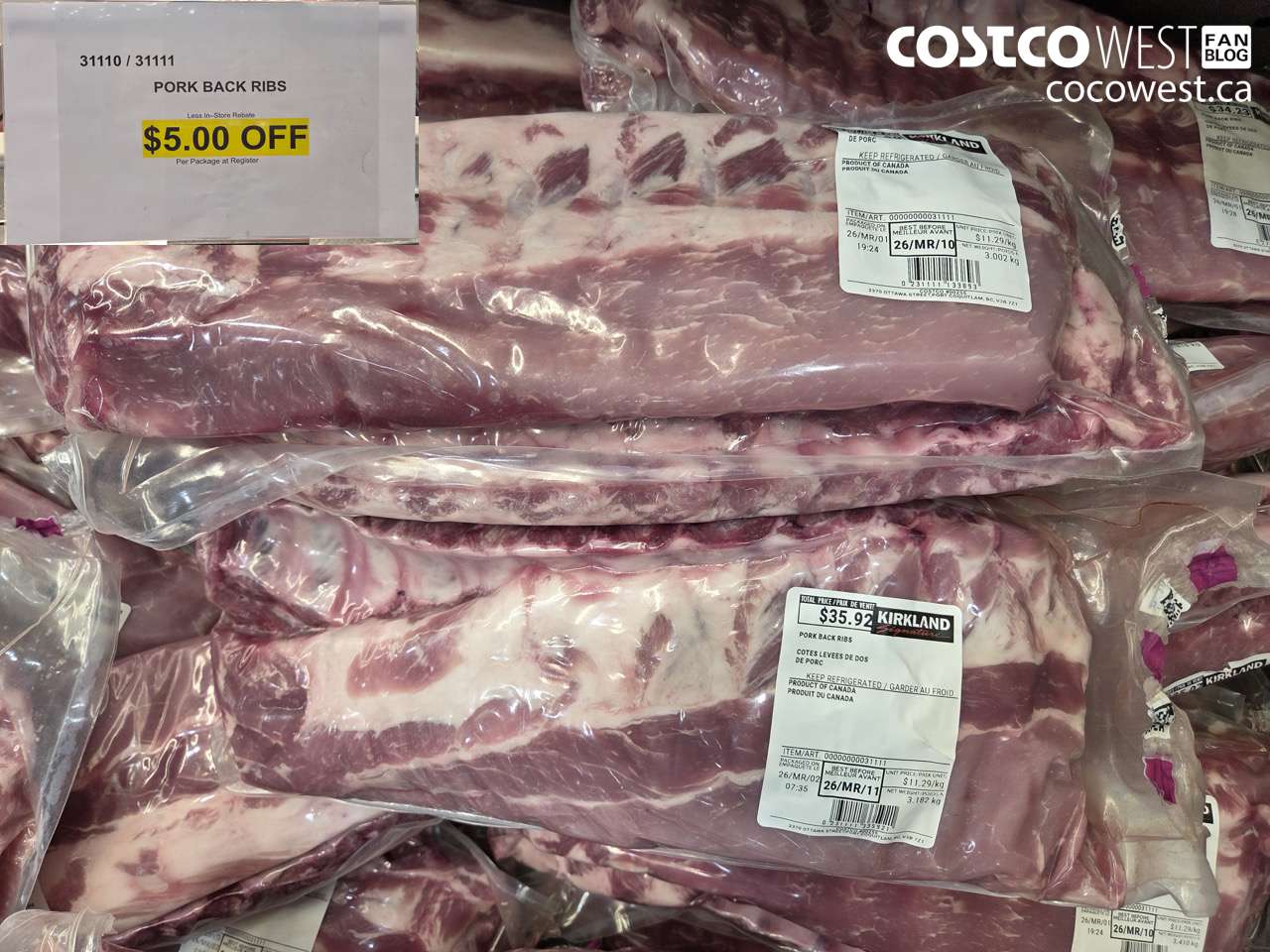 31110 (ALSO 31111) PORK BACK RIBS ($5.00 INSTANT SAVINGS)