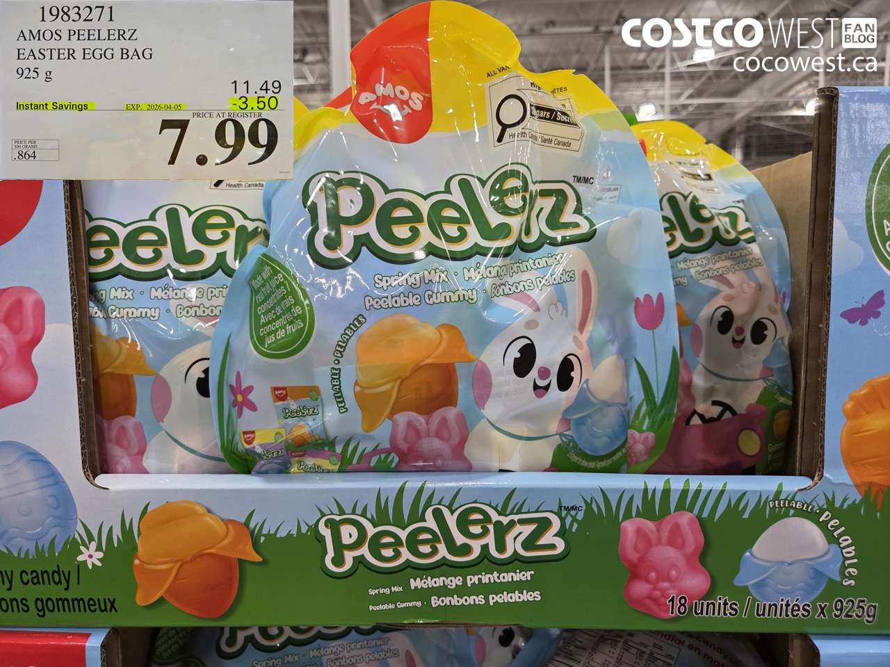 1983271 AMOS PEELERZ EASTER EGG BAG 925G ($3.50 INSTANT SAVINGS EXPIRES ON 2026-04-05) $7.99