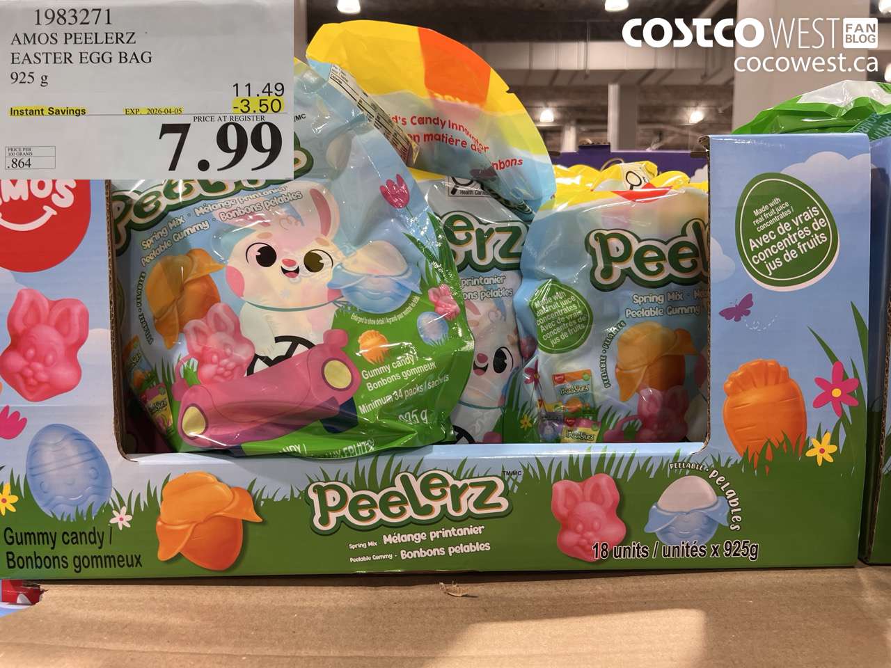 1983271 AMOS PEELERZ EASTER EGG BAG 925G ($3.50 INSTANT SAVINGS EXPIRES ON 2026-04-05) $7.99