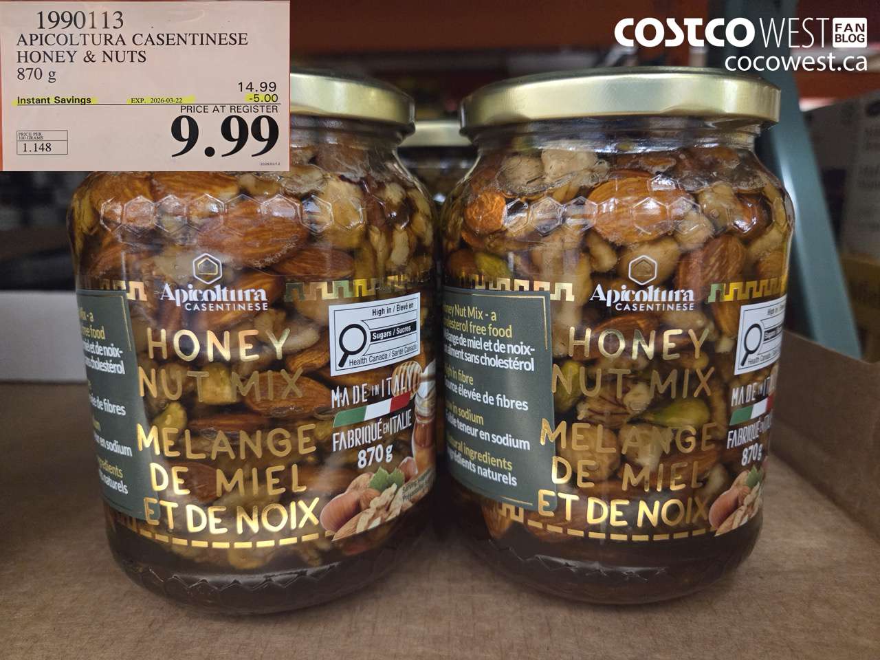 1990113 APICULTURA CASENTINESE HONEY & NUTS 870 G ($5.00 INSTANT SAVINGS EXPIRES ON 2026-03-22) $9.99