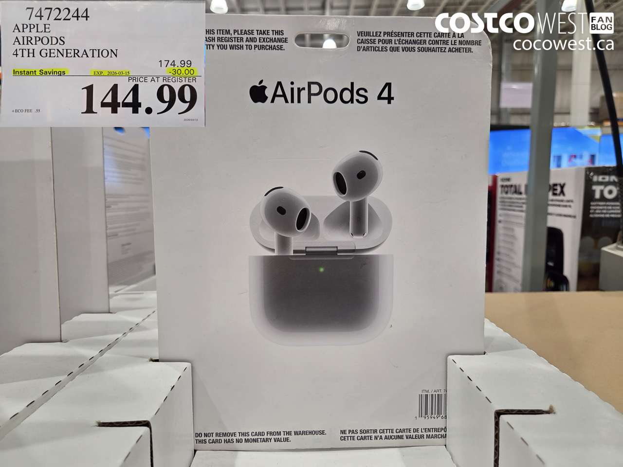7472244 APPLE AIRPODS 4TH GENERATION ($30.00 INSTANT SAVINGS EXPIRES ON 2026-03-15) $144.99