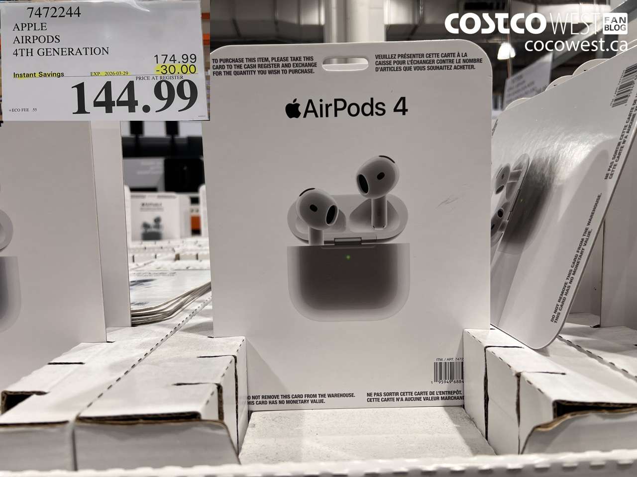 7472244 APPLE AIRPODS 4TH GENERATION ($30.00 INSTANT SAVINGS EXPIRES ON 2026-03-29) $144.99