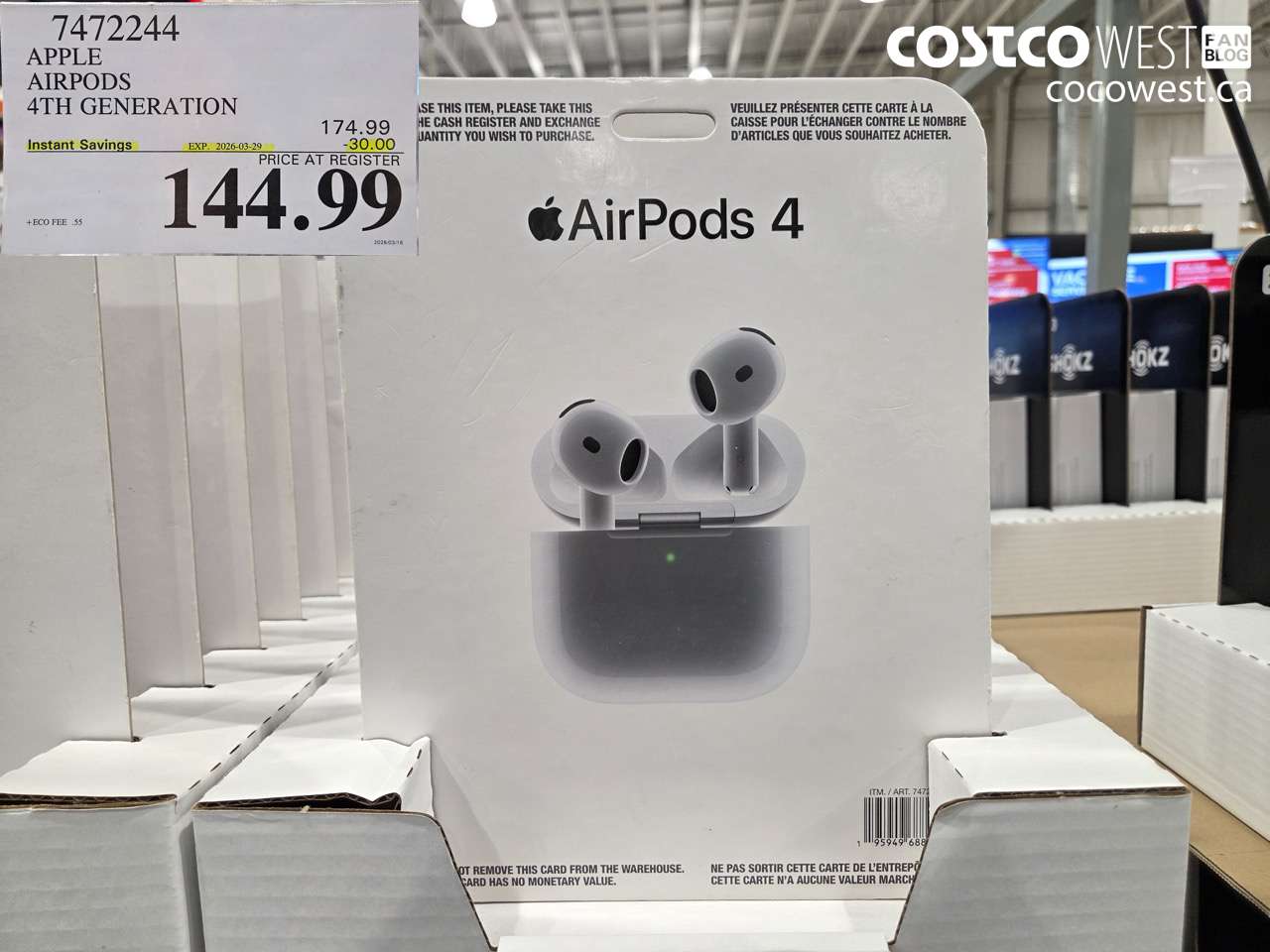 7472244 APPLE AIRPODS 4TH GENERATION ($30.00 INSTANT SAVINGS EXPIRES ON 2026-03-29) $144.99