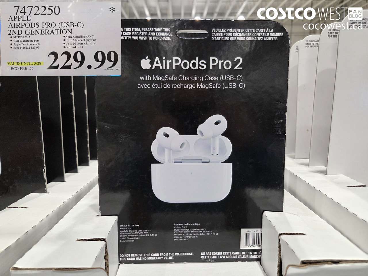 74772250 APPLE AIRPODS PRO (USB-C) 2ND GENERATION (EXPIRES ON 2026-03-28) $229.99