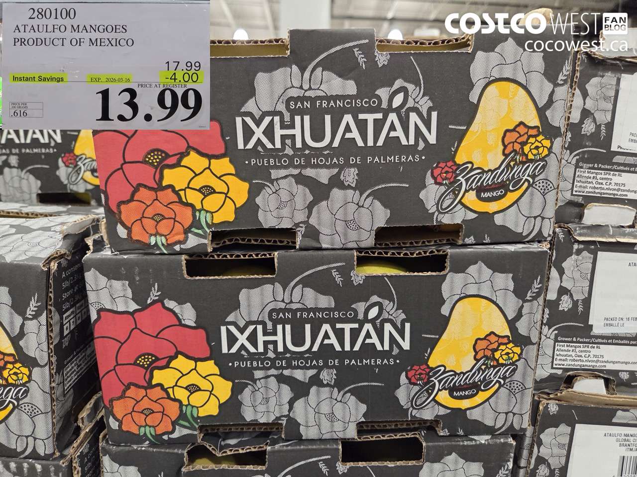 280100 ATAULFO MANGOES PRODUCT OF MEXICO ($4.00 INSTANT SAVINGS EXPIRES ON 2026-03-16) $13.99