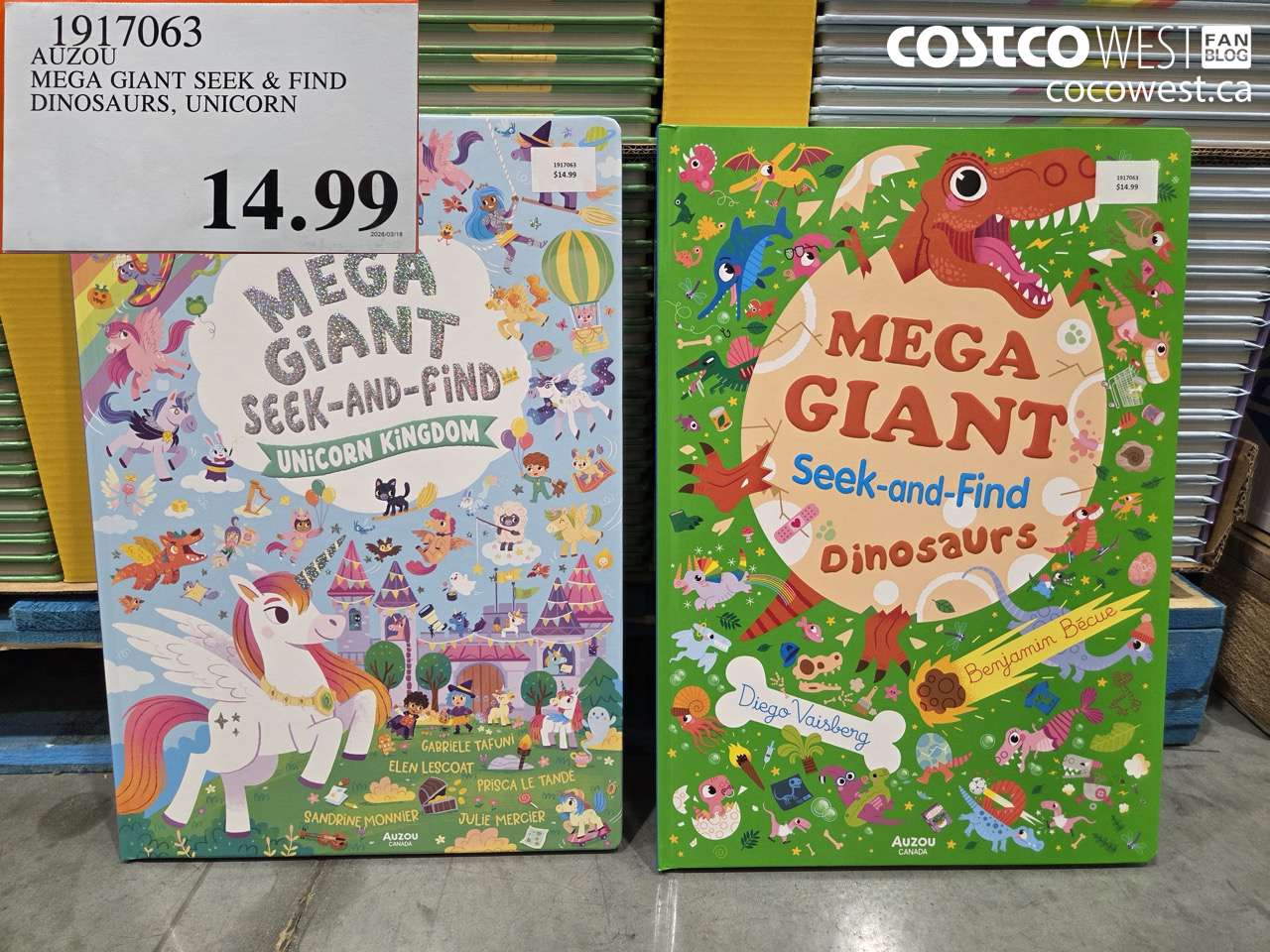 1917063 AUZOU MEGA GIANT SEEK & FIND DINOSAURS, UNICORN $14.99