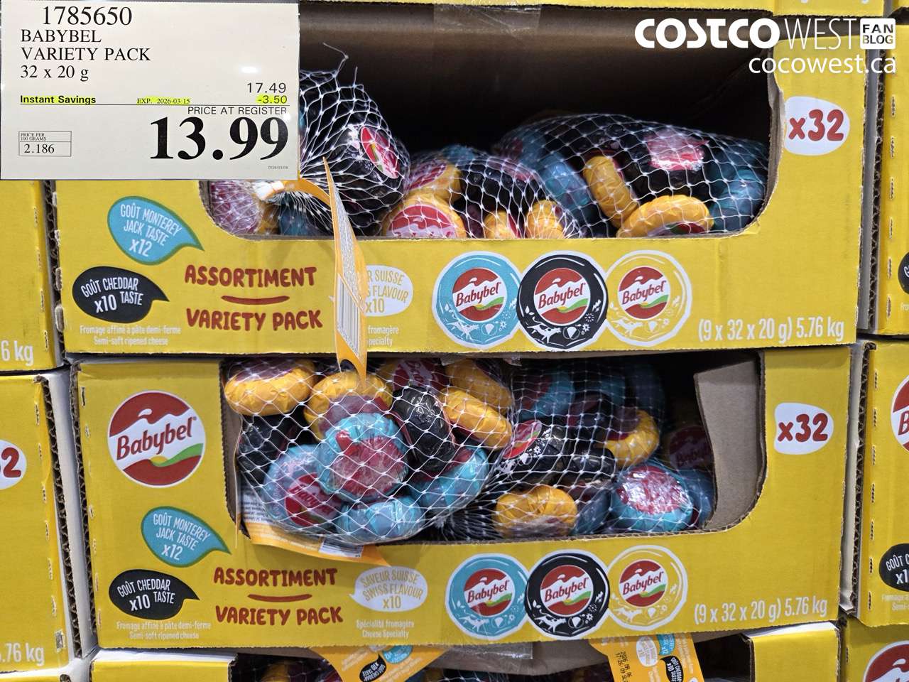 1785650 BABYBEL VARIETY PACK 32 X 20 G ($3.50 INSTANT SAVINGS EXPIRES ON 2026-03-15) $13.99