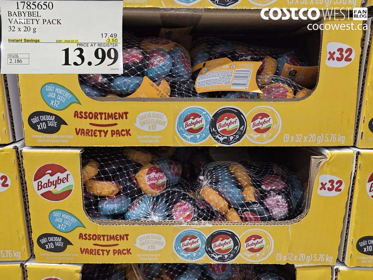 1785650 BABYBEL VARIETY PACK 32 X 20 G ($3.50 INSTANT SAVINGS EXPIRES ON 2026-03-15) $13.99