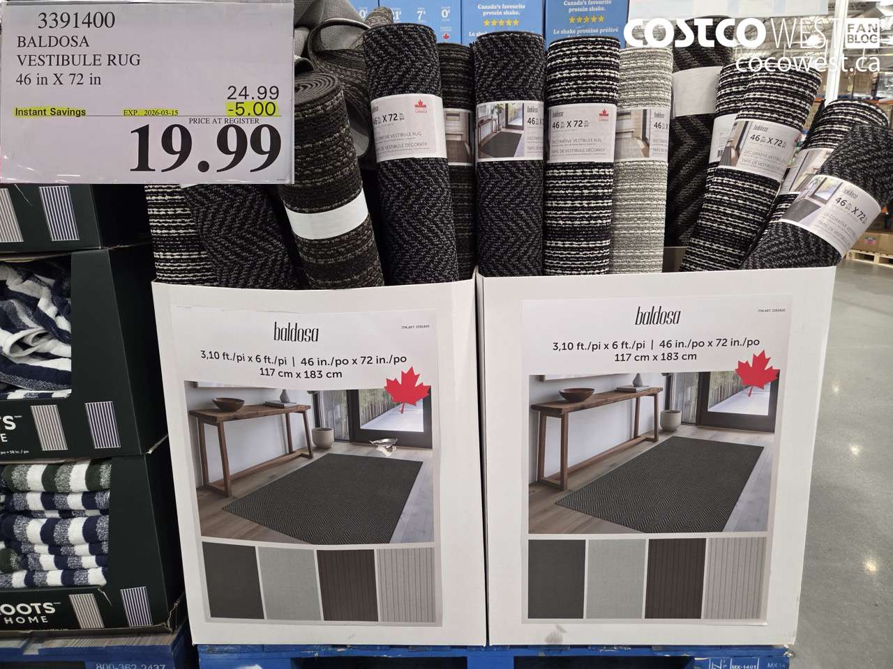 3391400 BALDOSA VESTIBULE RUG 46 IN X 72 IN ($5.00 INSTANT SAVINGS EXPIRES ON 2026-03-15) $19.99