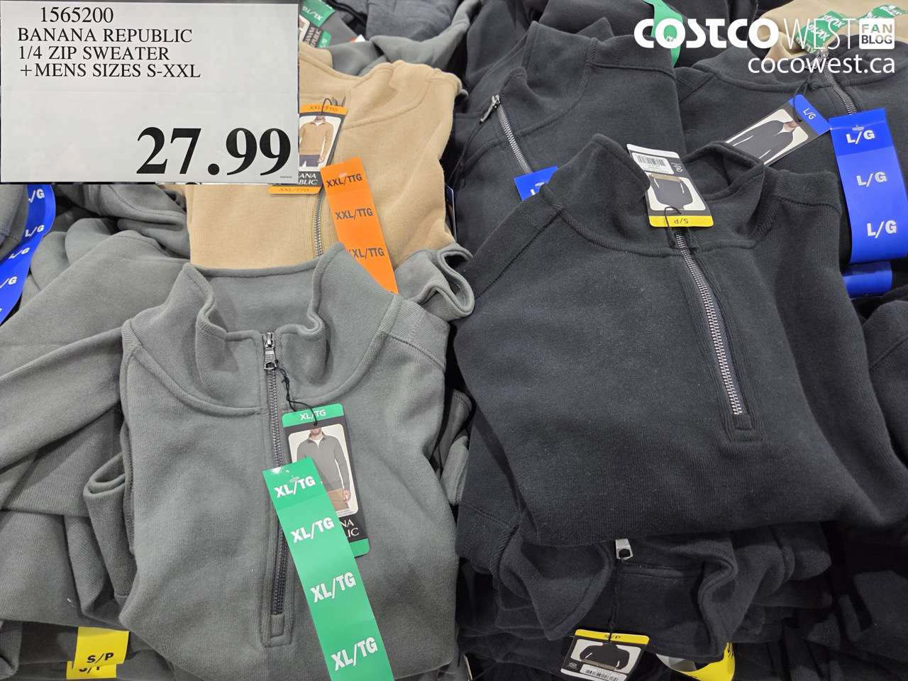1565200 BANANA REPUBLIC 1/4 ZIP SWEATER + MENS SIZES S-XXL $27.99