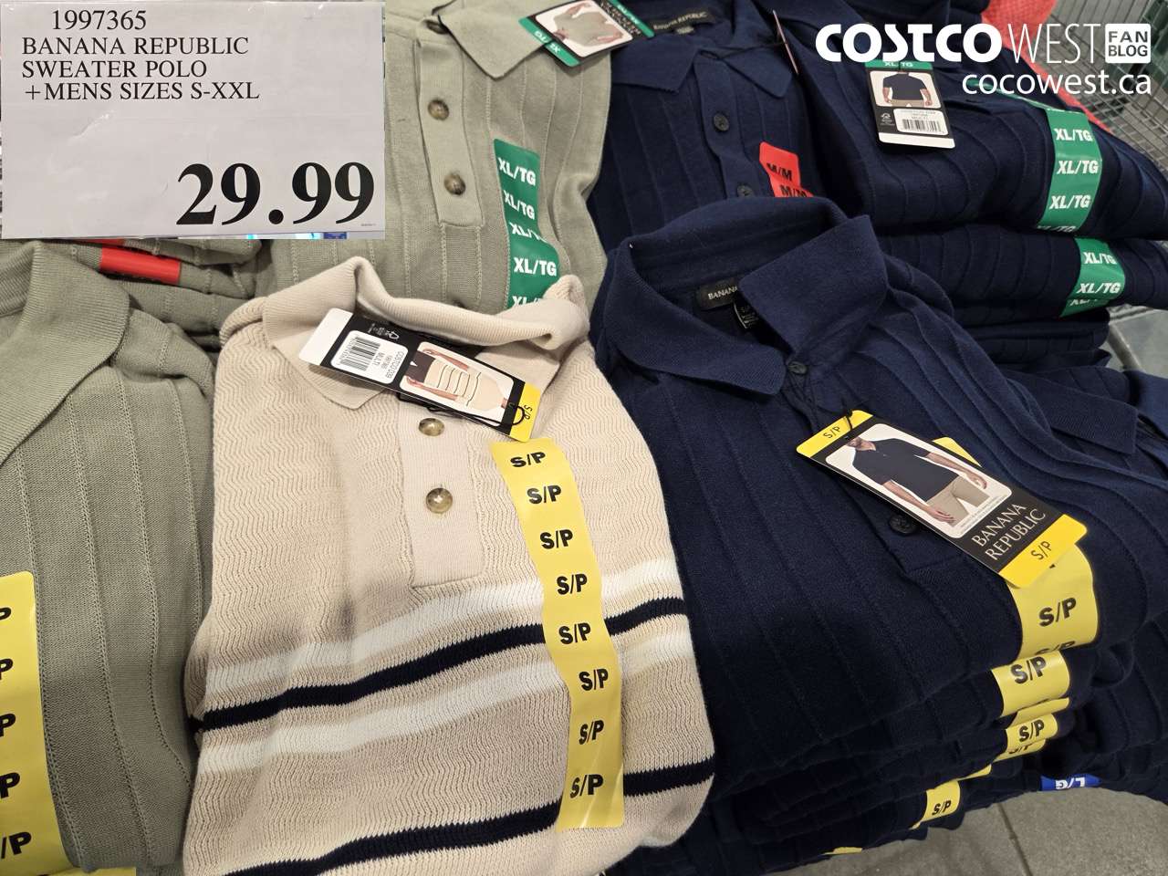 1997365 BANANA REPUBLIC SWEATER POLO + MENS SIZES S-XXL $29.99