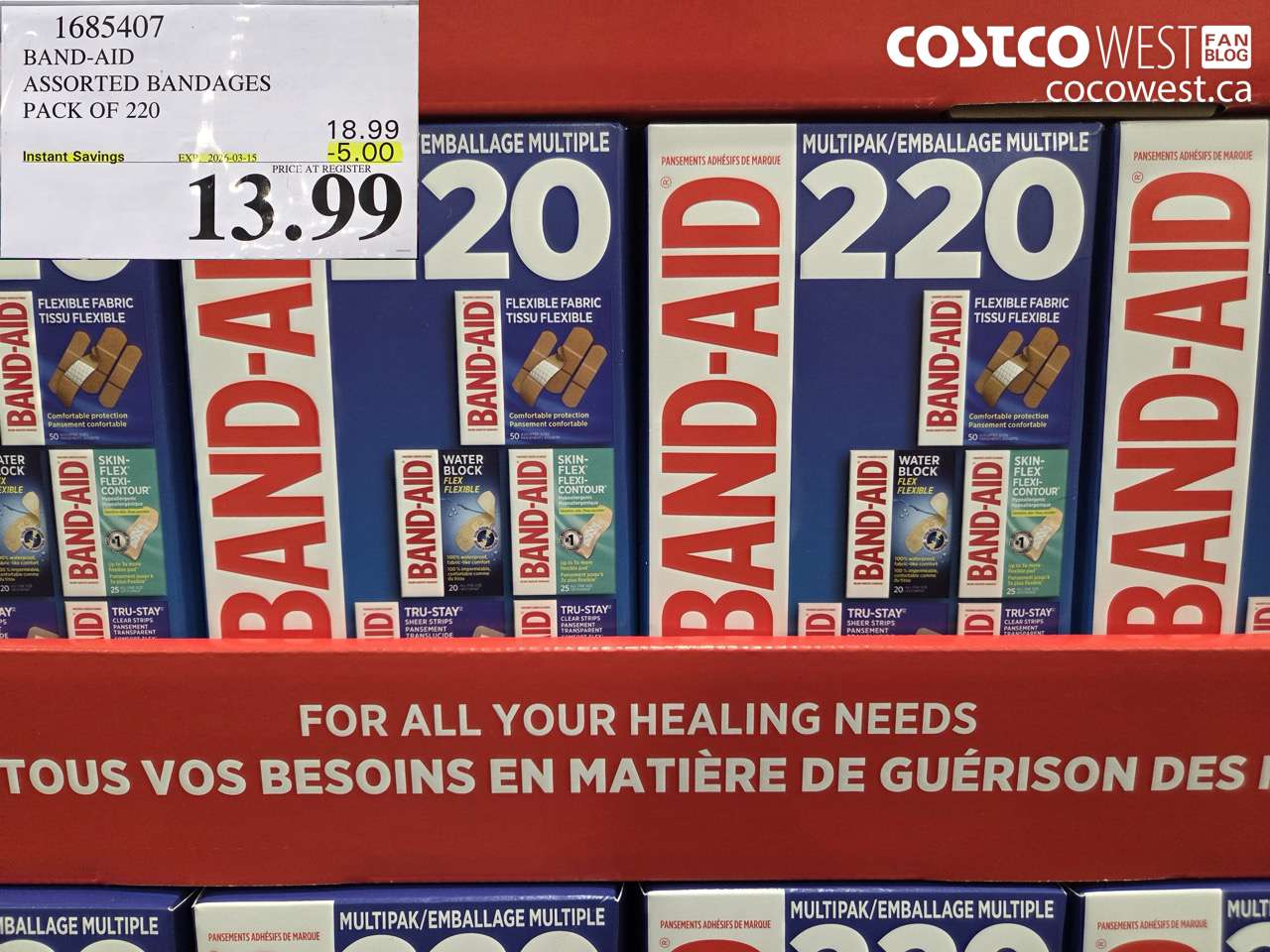 1685407 BAND-AID ASSORTED BANDAGES PACK OF 220 ($5.00 INSTANT SAVINGS EXPIRES ON 2026-03-15) $13.99