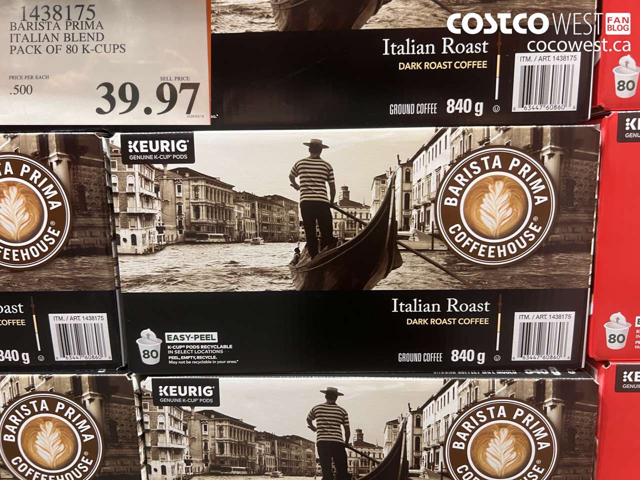 1438175 BARISTA PRIMA ITALIAN BLEND PACK OF 80 K-CUPS $39.97