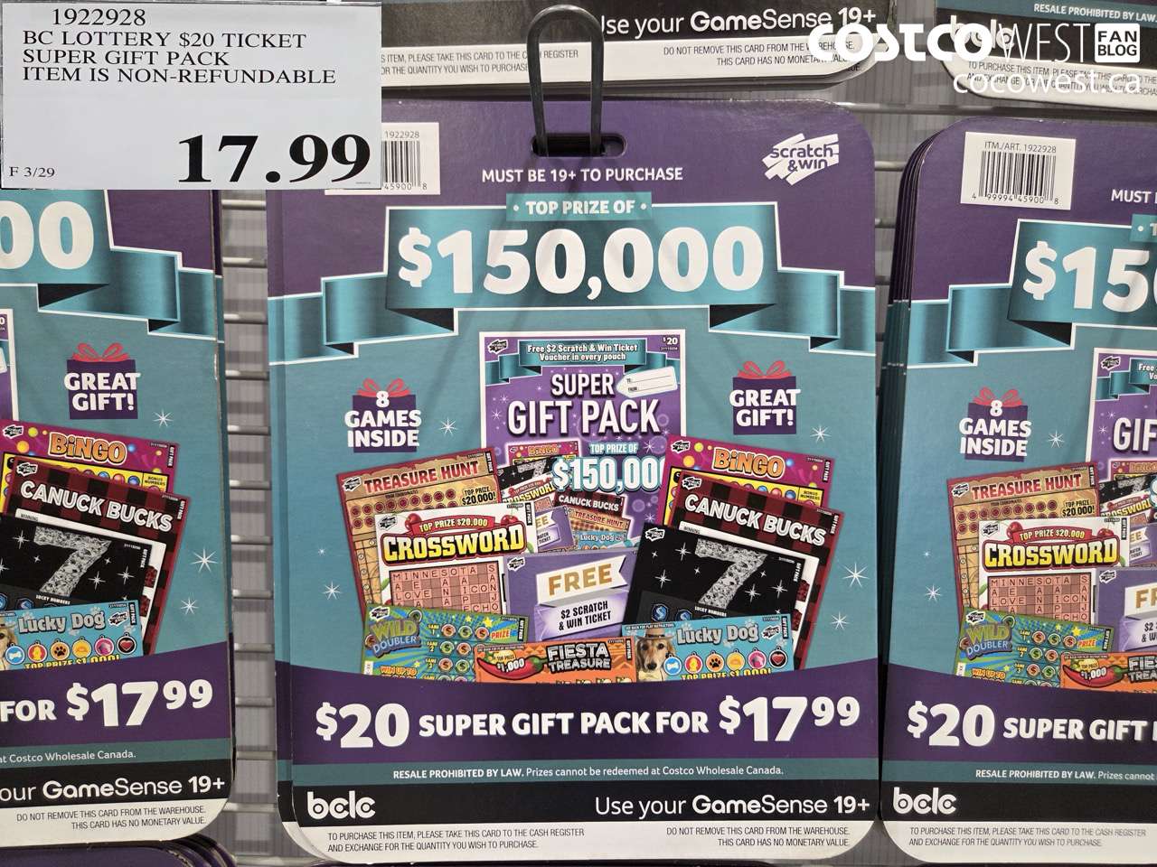 1922928 BC LOTTERY $20 TICKET SUPER GIFT PACK ITEM IS NON-REFUNDABLE $17.99