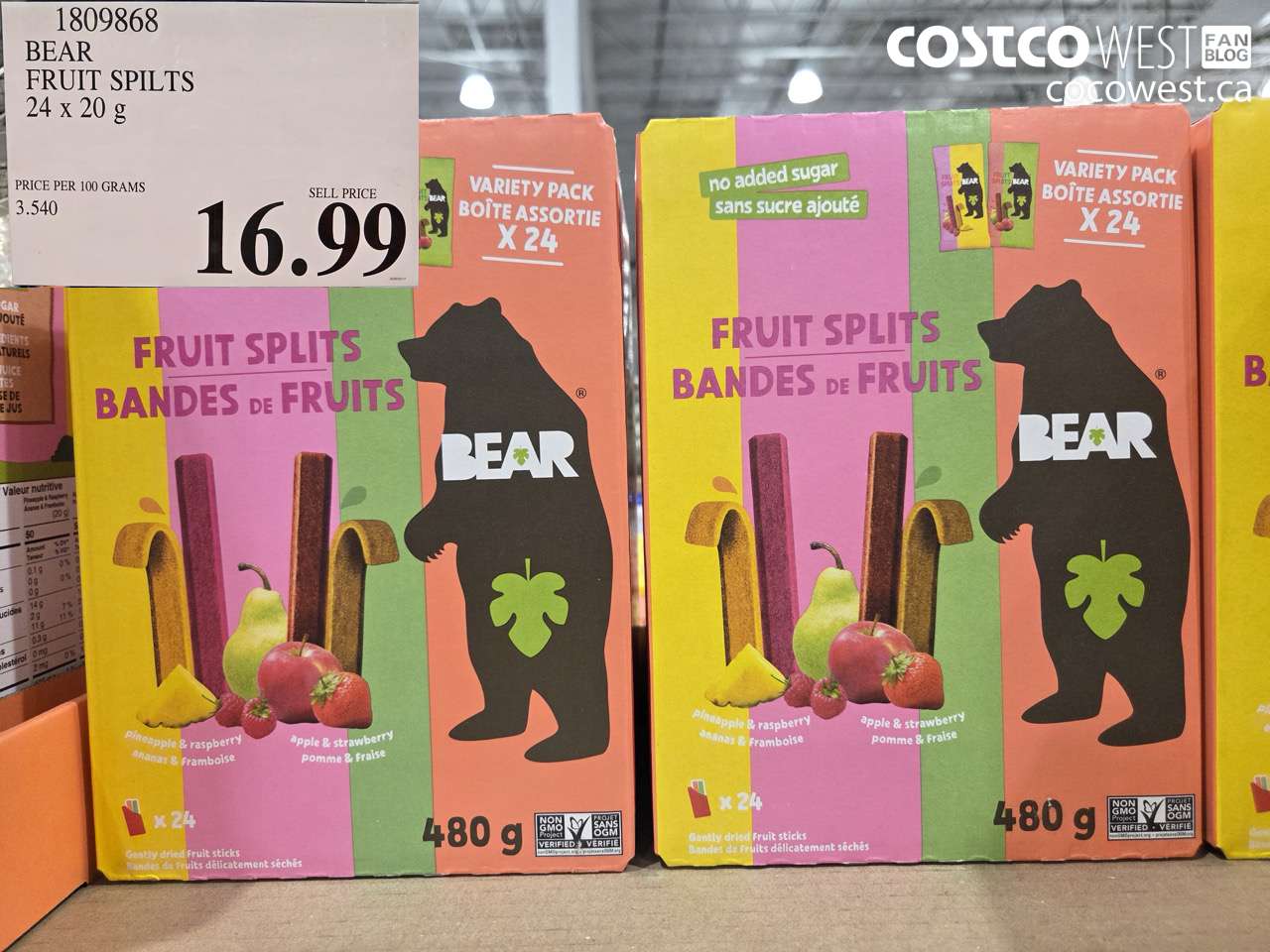 1809868 BEAR FRUIT SPILTS 24 X 20 G $16.99