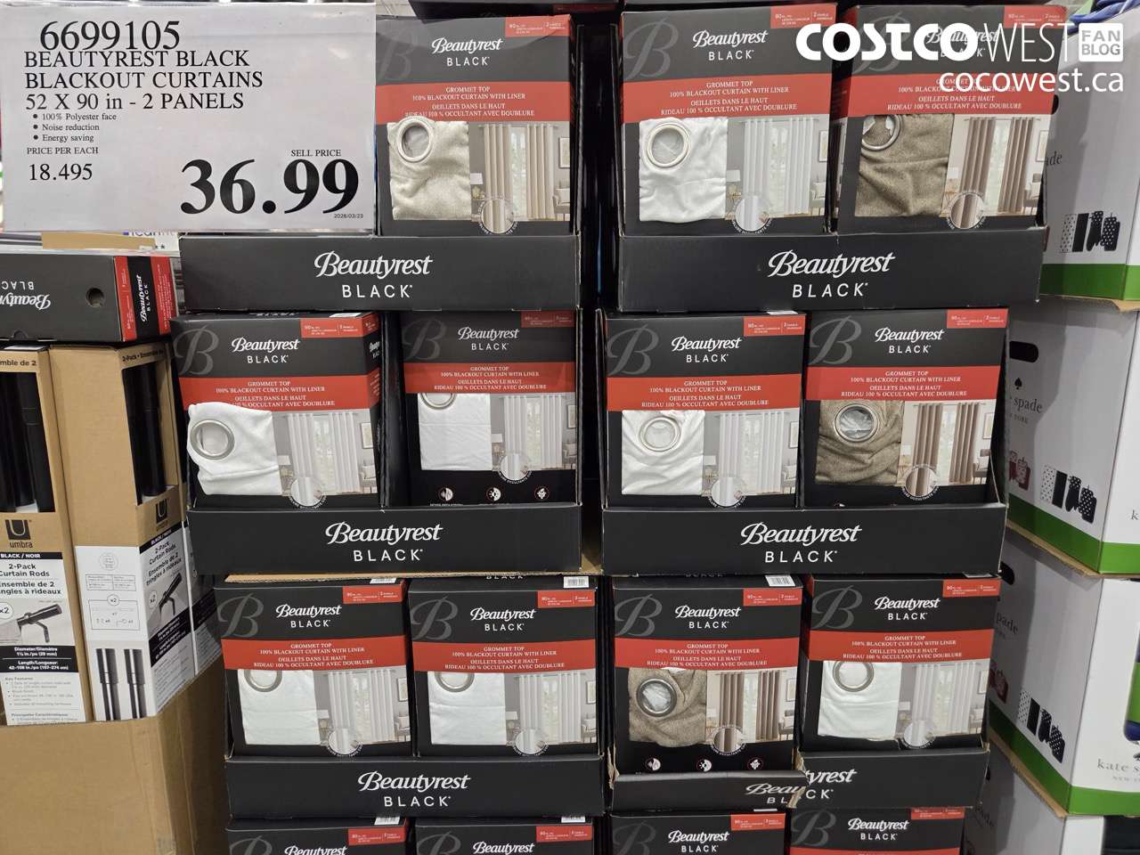 6699105 BEAUTYREST BLACKOUT CURTAINS 52 X 90 IN - 2 PANELS $36.99