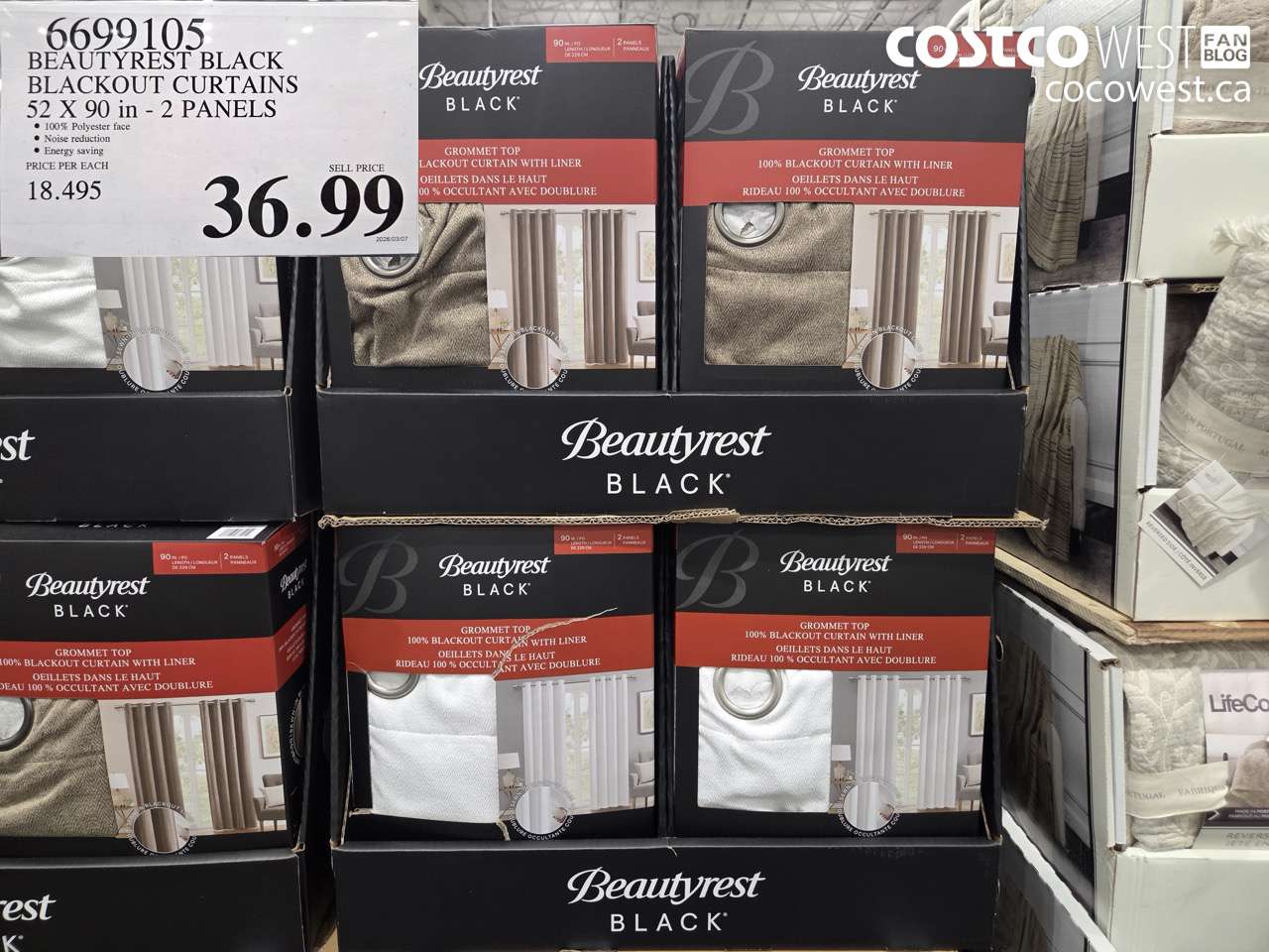 6699105 BEAUTYREST BLACK BLACKOUT CURTAINS 52 X 90 IN - 2 PANELS $36.99