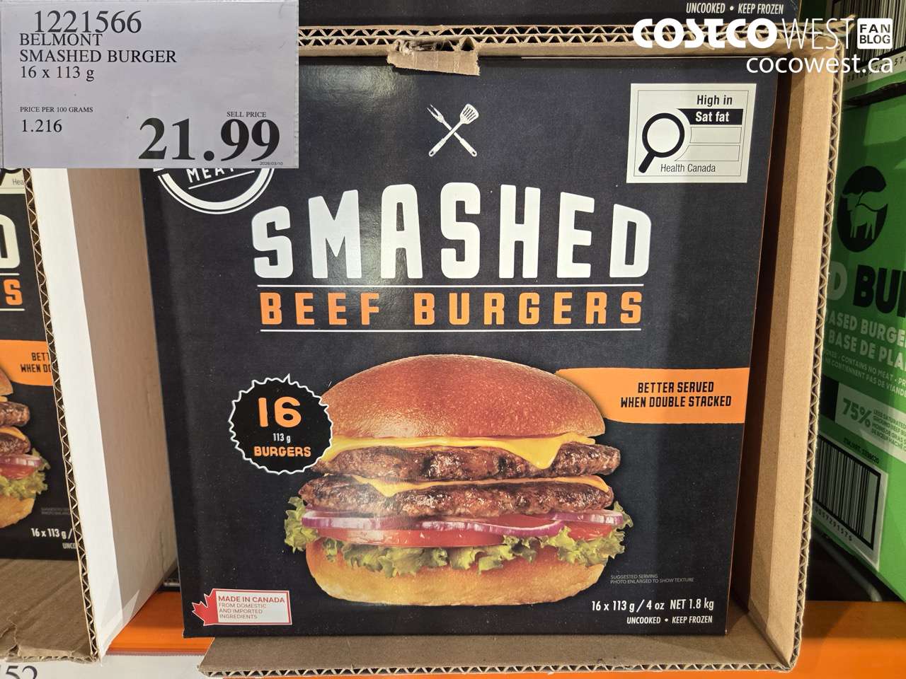 12221566 BELMONT SMASHED BURGER 16 X 113 G $21.99