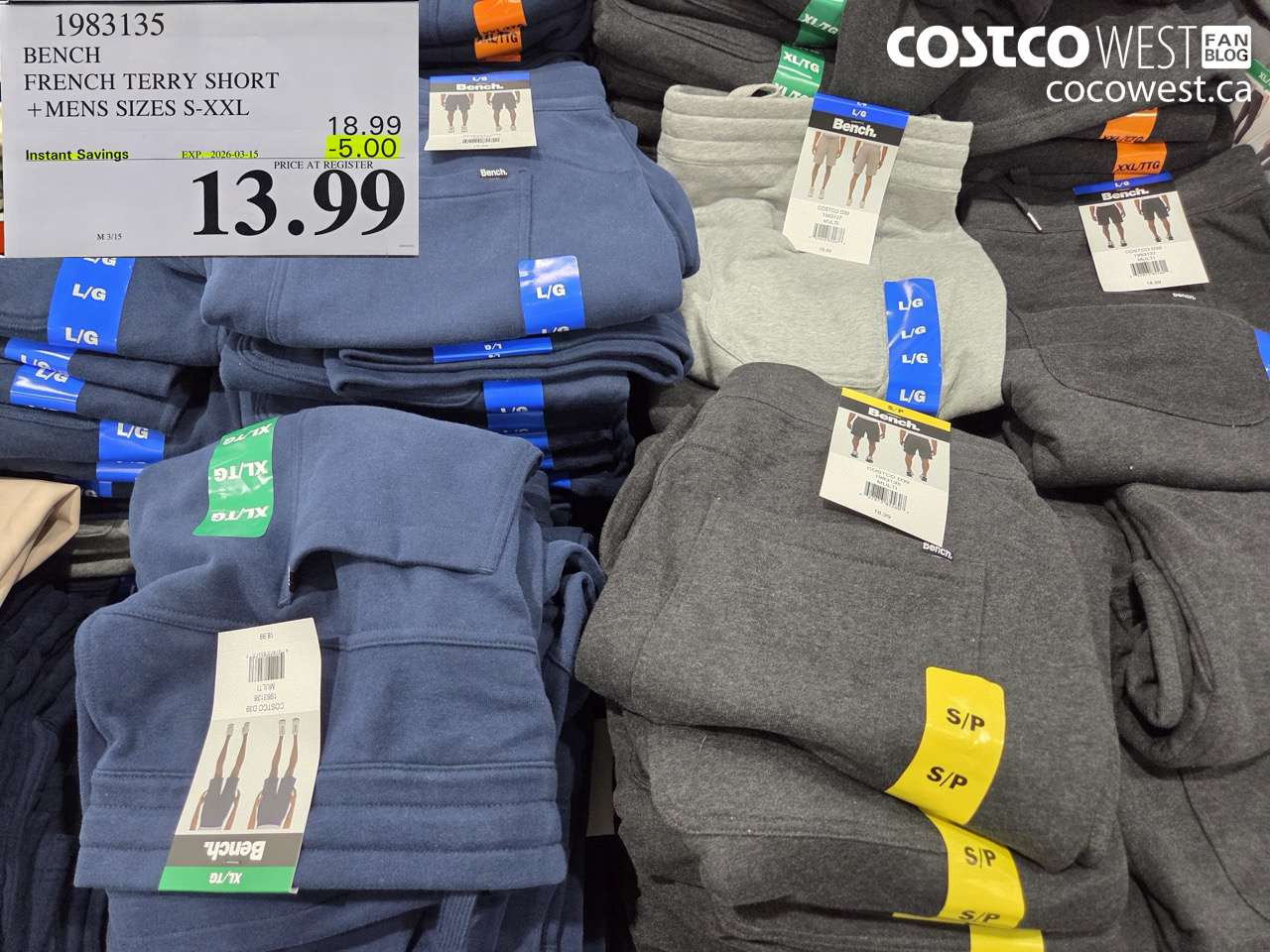 1983135 BENCH FRENCH TERRY SHORT +MENS SIZES S-XXL ($5.00 INSTANT SAVINGS EXPIRES ON 2026-03-15) $13.99