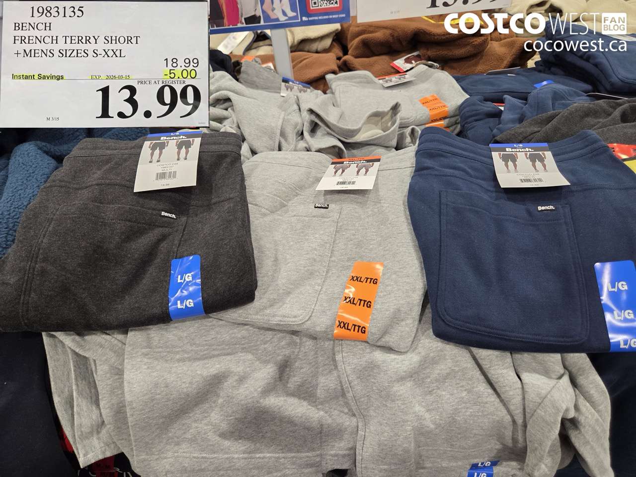 1983135 BENCH FRENCH TERRY SHORT +MENS SIZES S-XXL ($5.00 INSTANT SAVINGS EXPIRES ON 2026-03-15) $13.99