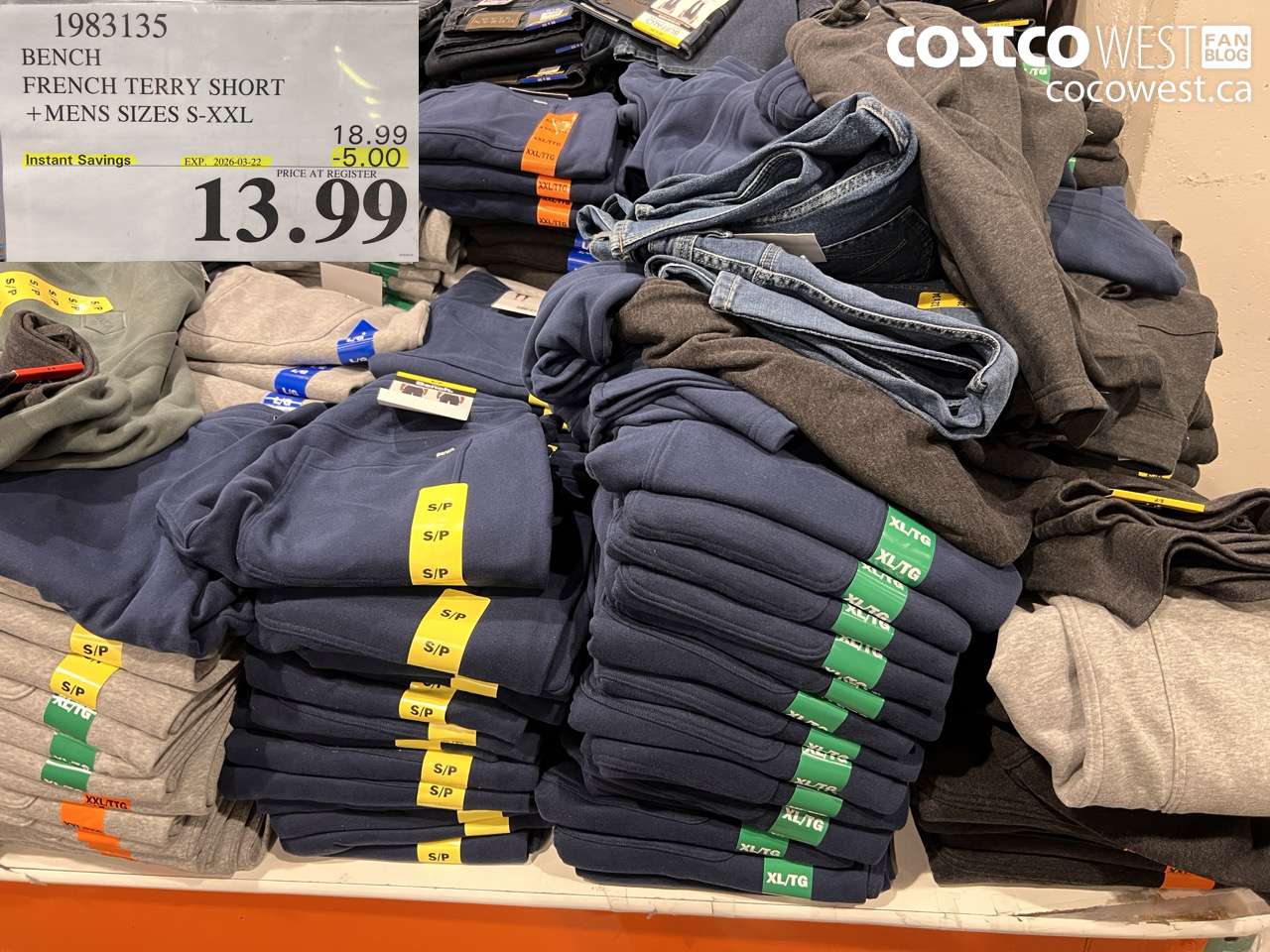 1983135 BENCH FRENCH TERRY SHORT +MENS SIZES S-XXL ($5.00 INSTANT SAVINGS EXPIRES ON 2026-03-22) $13.99