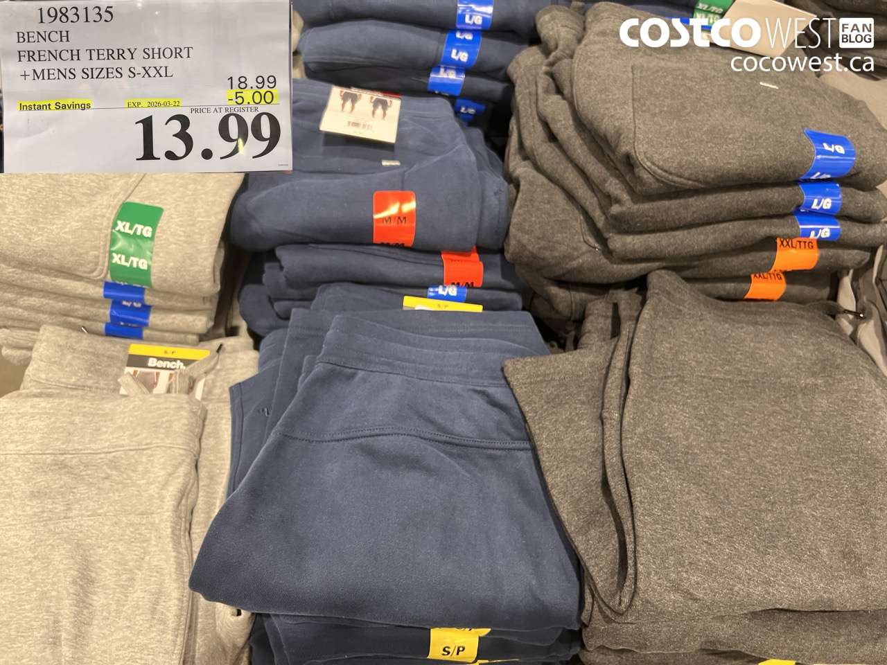 1983135 BENCH FRENCH TERRY SHORT MENS SIZES S-XXL ($5.00 INSTANT SAVINGS EXPIRES ON 2026-03-22) $13.99