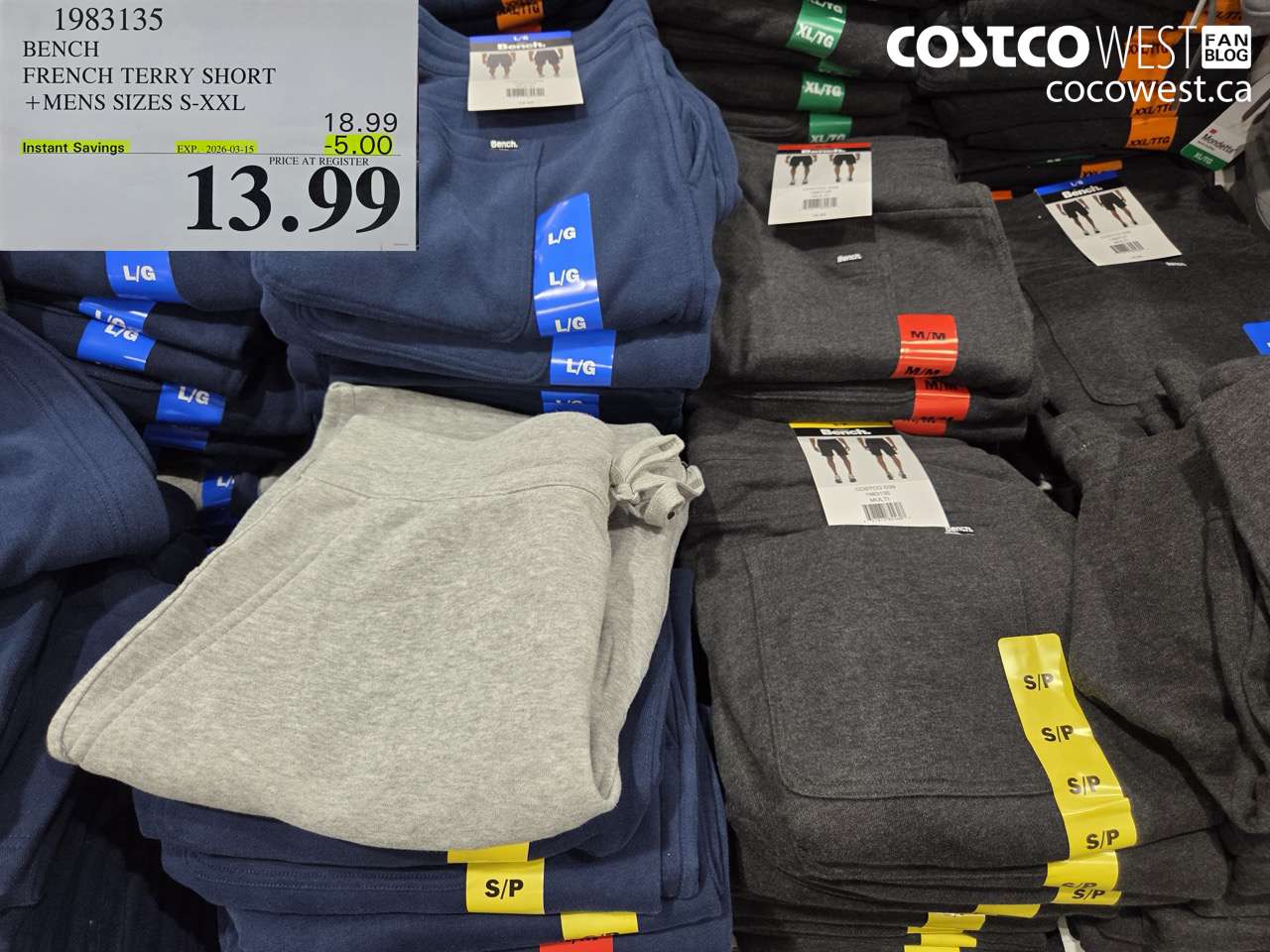 1983135 BENCH FRENCH TERRY SHORT + MENS SIZES S-XXL ($5.00 INSTANT SAVINGS EXPIRES ON 2026-03-15) $13.99