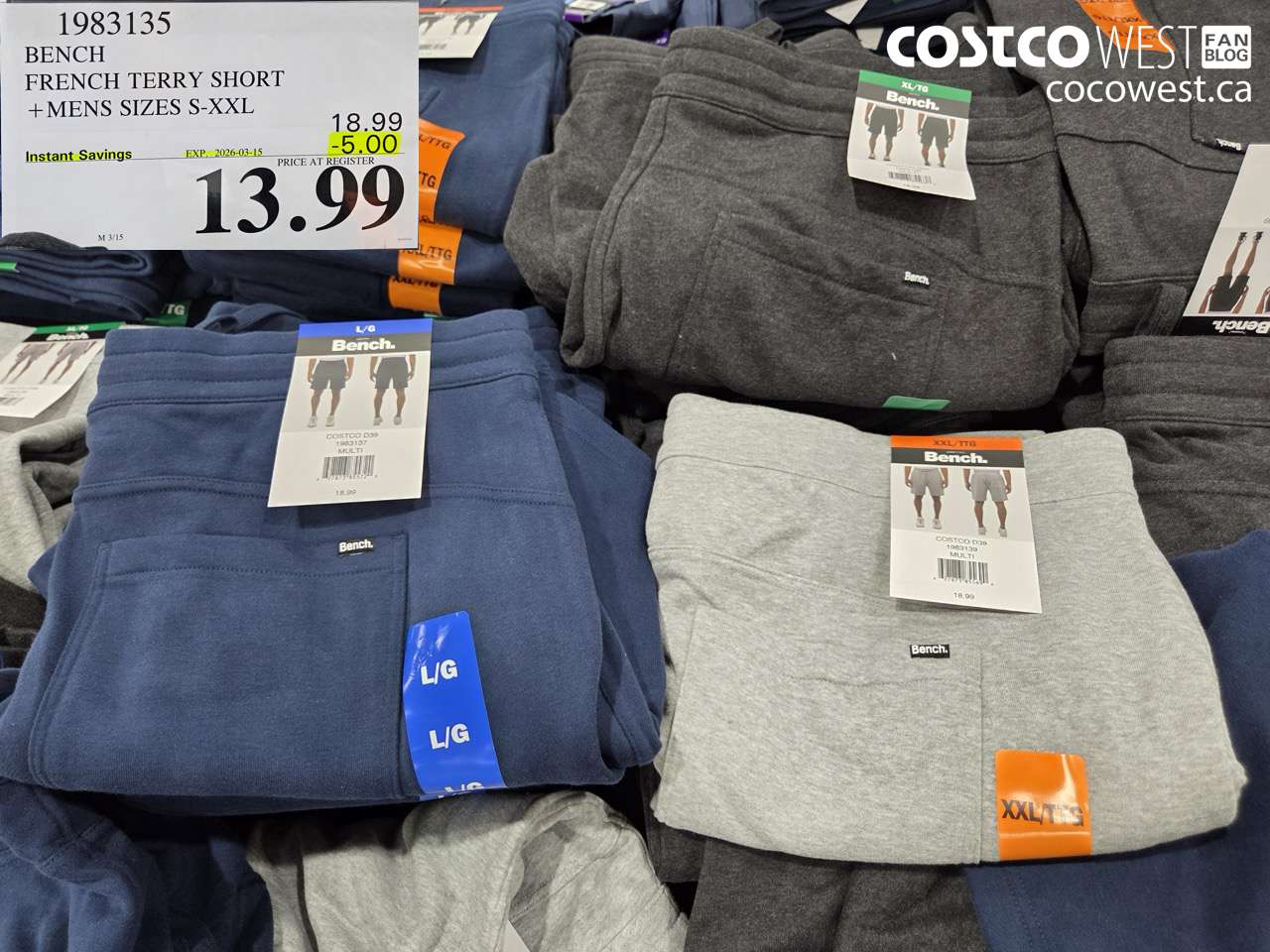 1983135 BENCH FRENCH TERRY SHORT + MENS SIZES S-XXL ($5.00 INSTANT SAVINGS EXPIRES ON 2026-03-15) $13.99