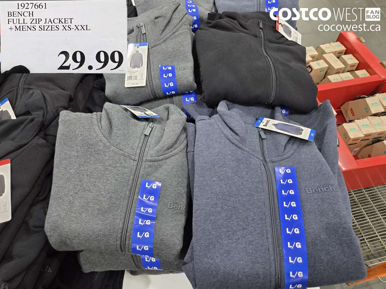 1927661 BENCH FULL ZIP JACKET + MENS SIZES XS-XXL $29.99