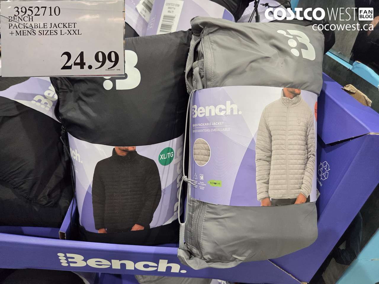 3952710 BENCH PACKABLE JACKET + MENS SIZES L-XXL $24.99