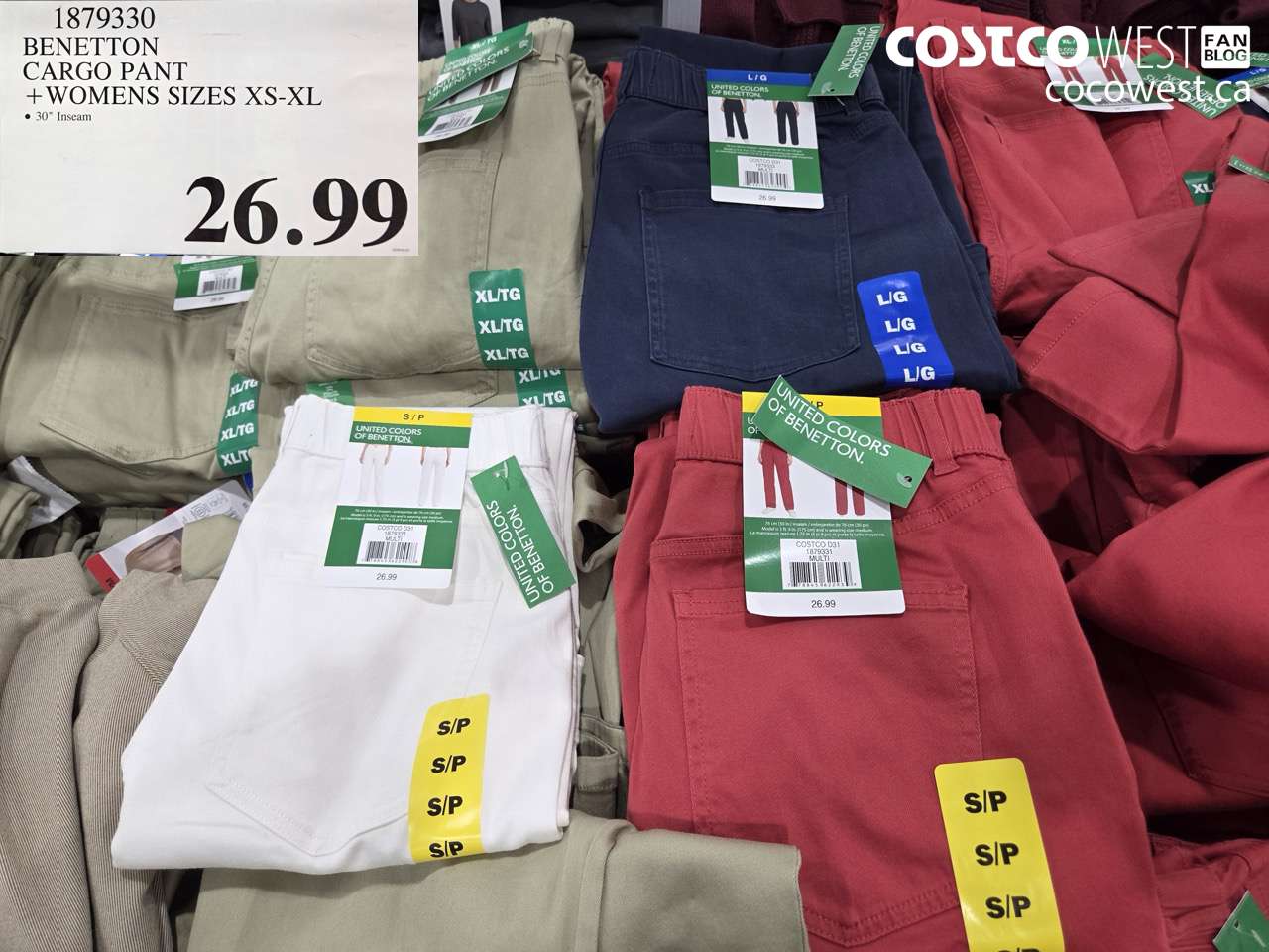 1879330 BENETTON CARGO PANT + WOMENS SIZES XS-XL $26.99