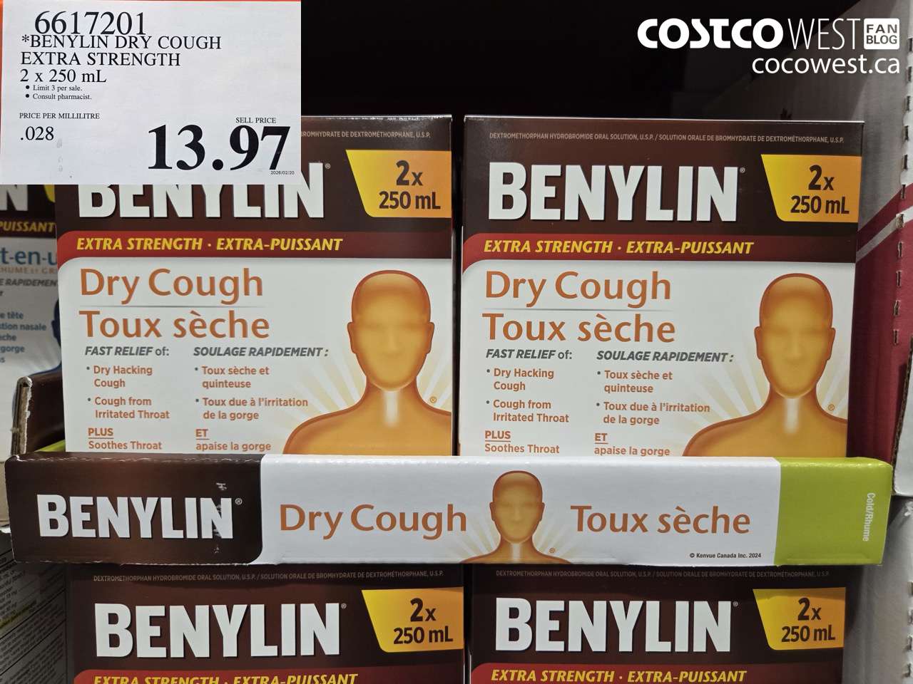 6617201 BENYLIN DRY COUGH EXTRA STRENGTH 2 X 250 ML $13.97