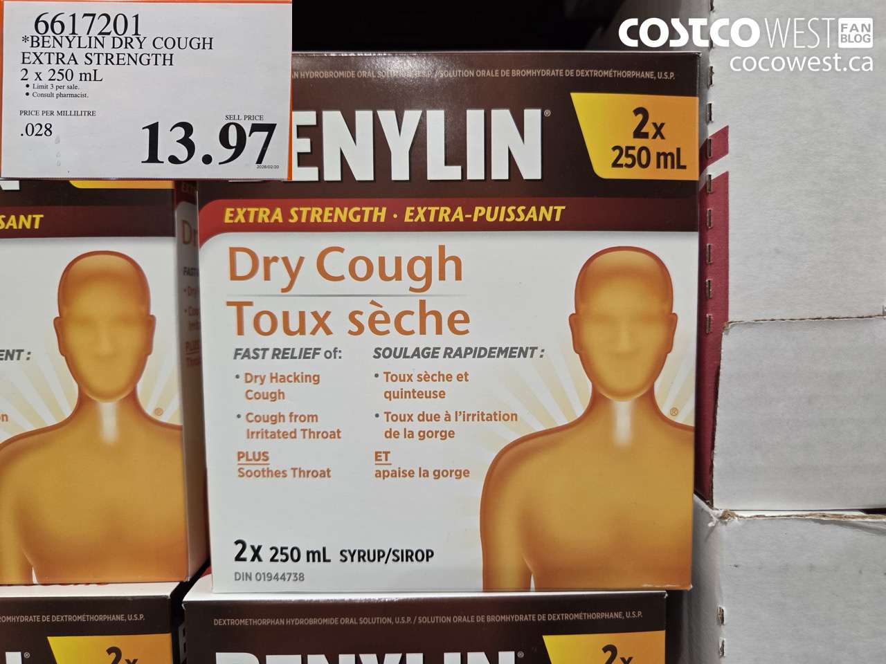 6617201 BENYLIN DRY COUGH EXTRA STRENGTH 2 X 250 ML $13.97