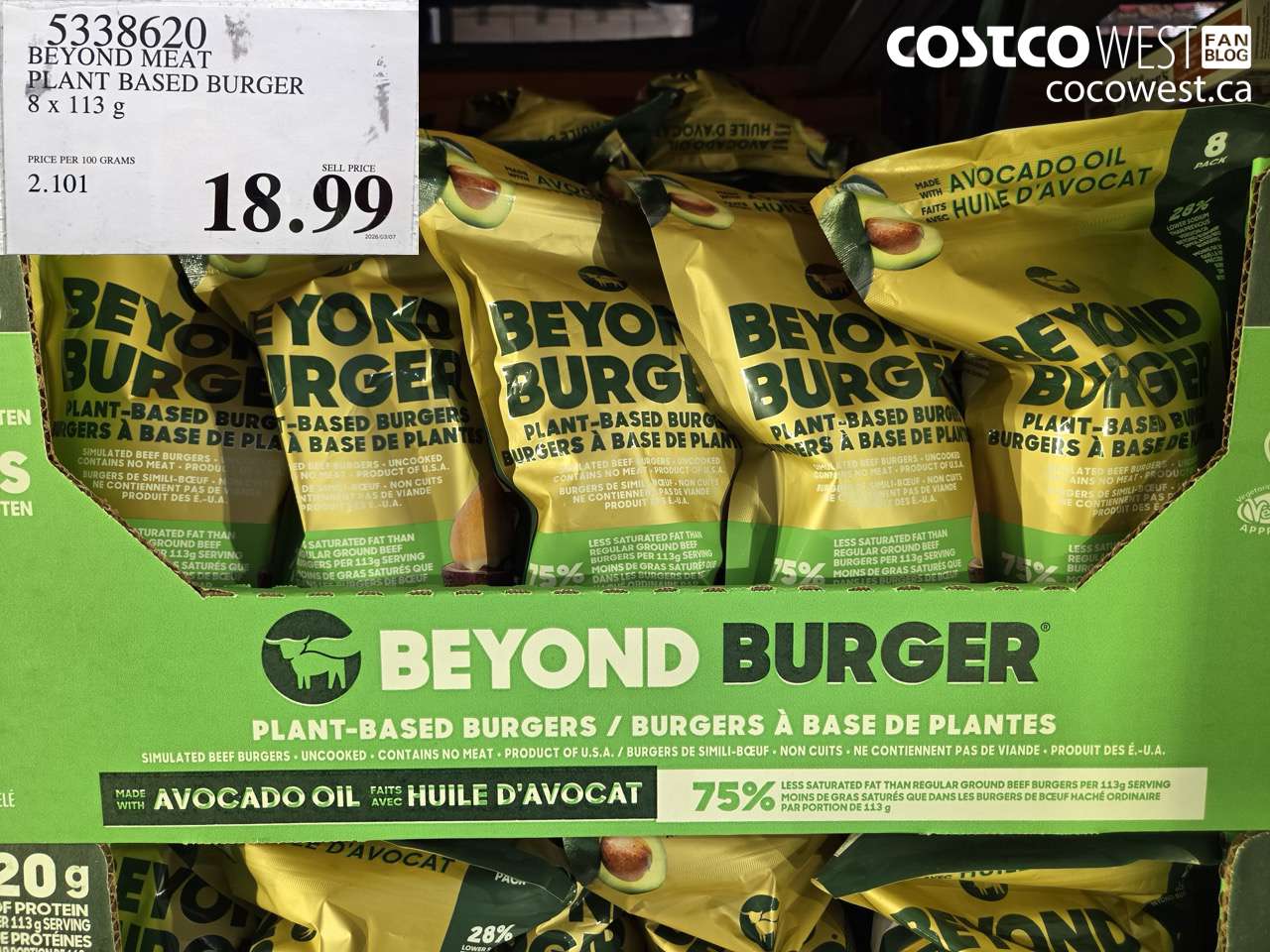 5338620 BEYOND MEAT PLANT BASED BURGER 8 X 113 G $18.99