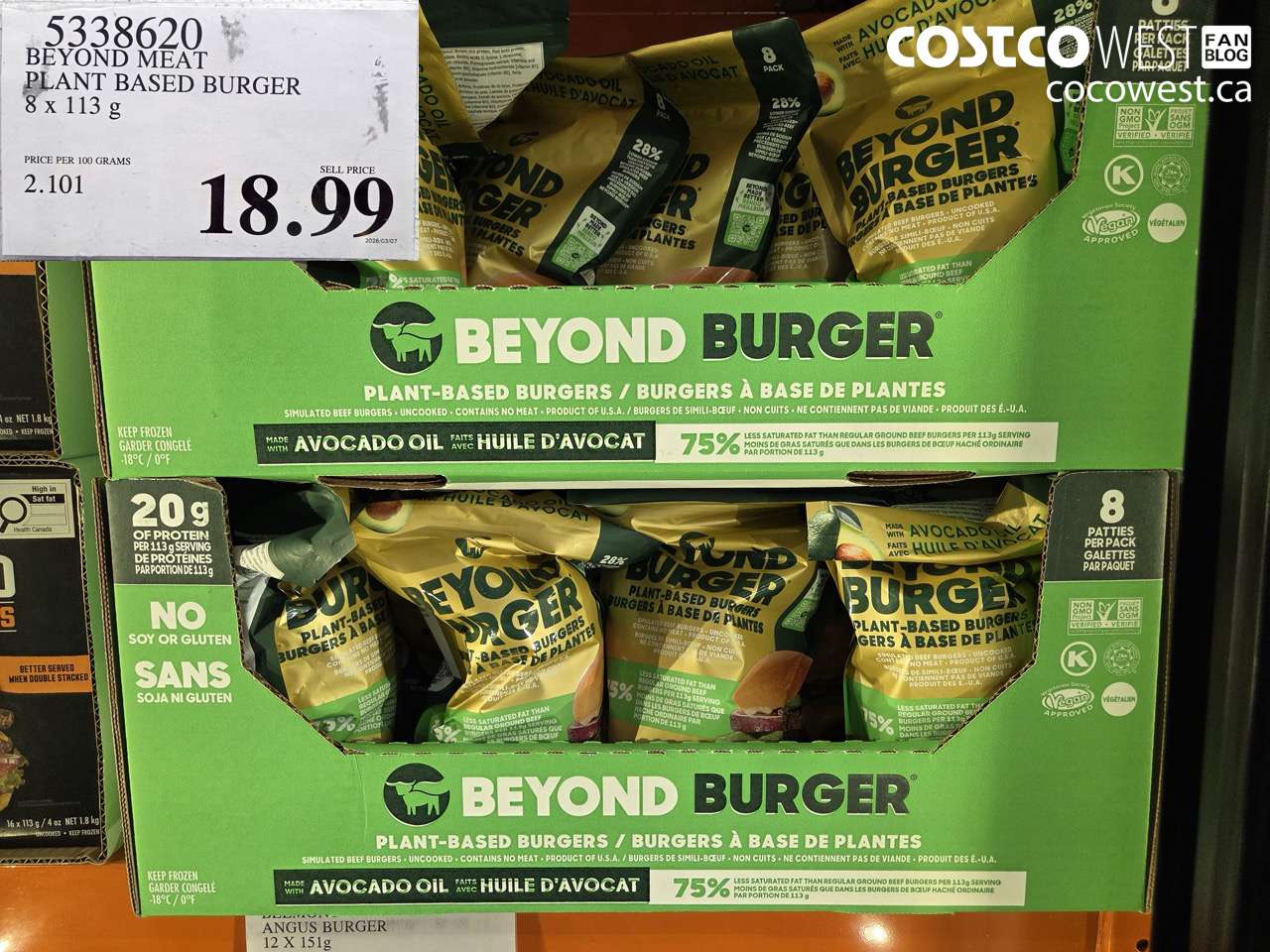 5338620 BEYOND MEAT PLANT BASED BURGER 8 X 113 G $18.99