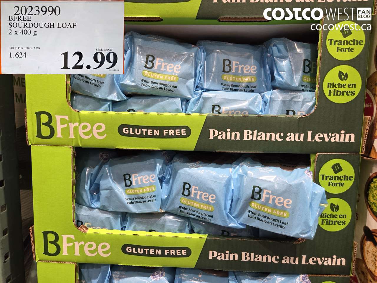 20239990 BFREE SOURDOUGH LOAF 2 X 400 G $12.99