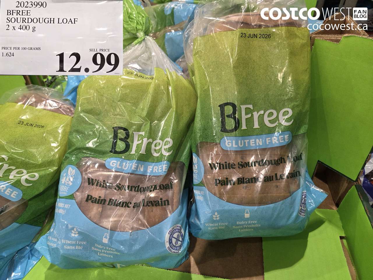 2023990 BFREE SOURDOUGH LOAF 2 X 400 G $12.99