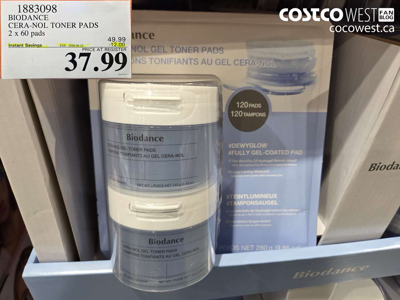 1883098 BIODANCE CERA-NOL TONER PADS 2 X 60 PADS ($12.00 INSTANT SAVINGS EXPIRES ON 2026-04-12) $37.99