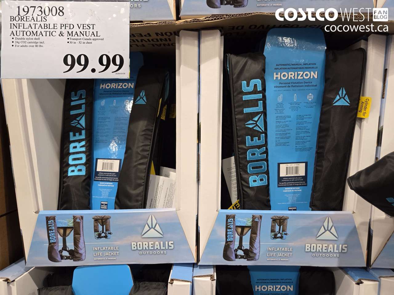 1973008 BOREALIS INFLATABLE PFD VEST AUTOMATIC & MANUAL $99.99