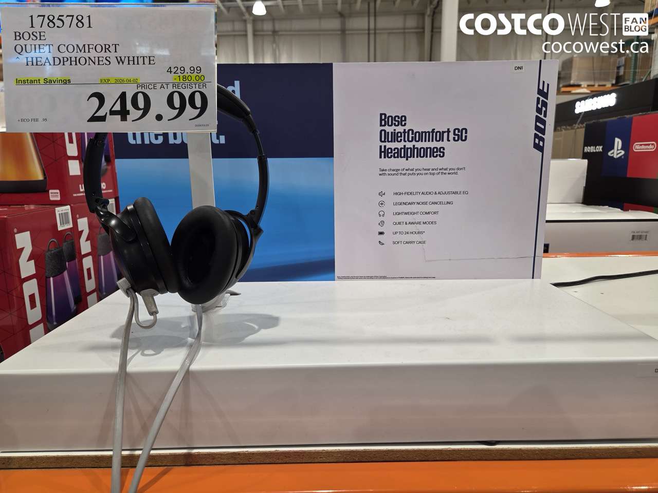 1785781 BOSE QUIET COMFORT HEADPHONES WHITE ($180.00 INSTANT SAVINGS EXPIRES ON 2026-04-02) $249.99
