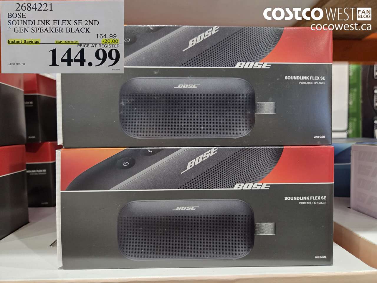 268421 BOSE SOUNDLINK FLEX SE 2ND GEN SPEAKER BLACK ($20.00 INSTANT SAVINGS EXPIRES ON 2026-03-26) $144.99