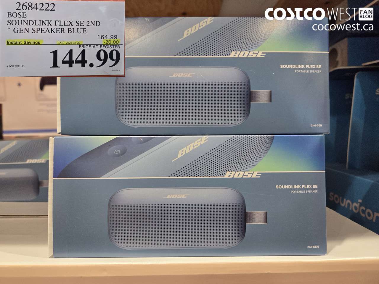 2684222 BOSE SOUNDLINK FLEX SE 2ND GEN SPEAKER BLUE ($20.00 INSTANT SAVINGS EXPIRES ON 2026-03-26) $144.99