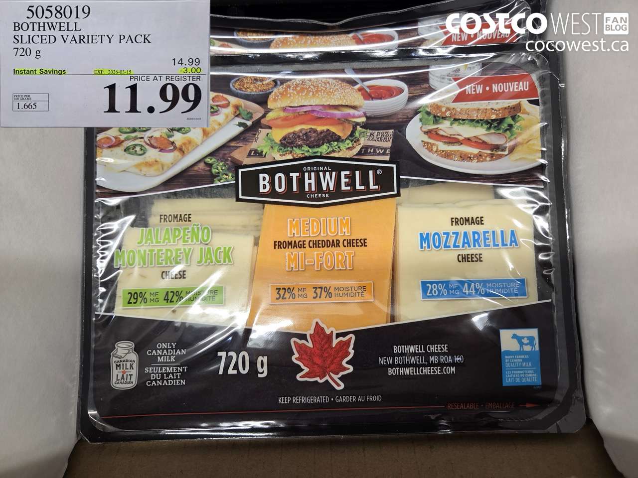5058019 BOTHWELL SLICED VARIETY PACK 720 G ($3.00 INSTANT SAVINGS EXPIRES ON 2026-03-15) $11.99