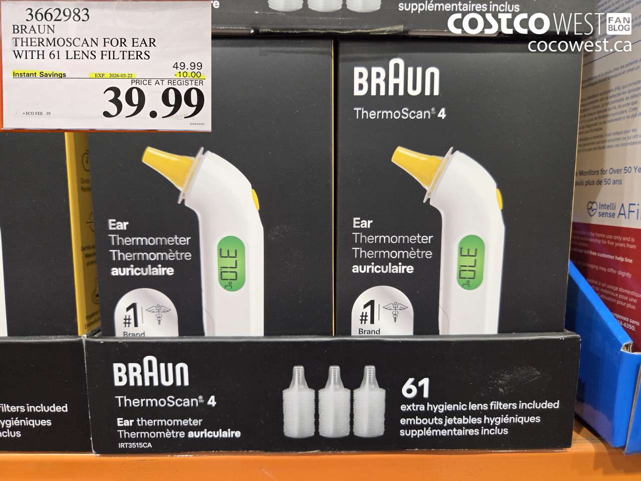 3662983 BRAUN THERMOSCAN FOR EAR WITH 61 LENS FILTERS ($10.00 INSTANT SAVINGS EXPIRES ON 2026-03-22) $39.99