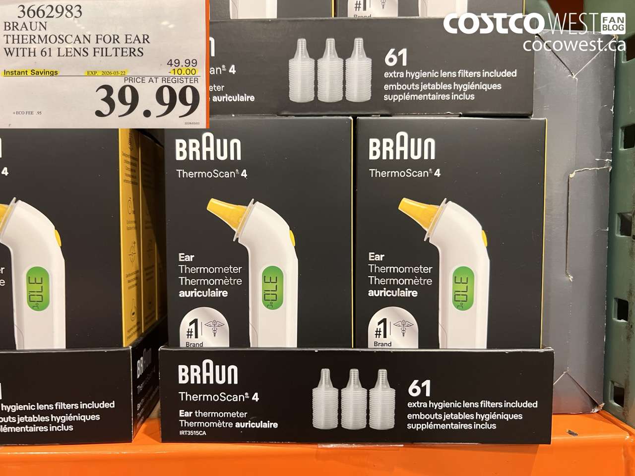 3662983 BRAUN THERMOSCAN FOR EAR WITH 61 LENS FILTERS ($10.00 INSTANT SAVINGS EXPIRES ON 2026-03-22) $39.99